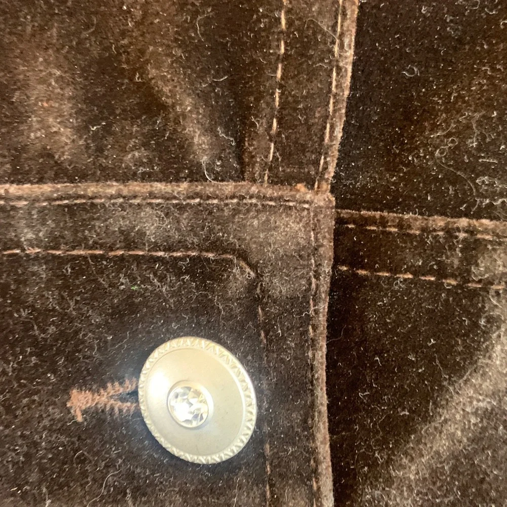 Christine Alexander Brown Velvet Button Front Jacket Women’s Small